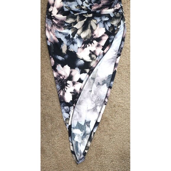 Fashion Nova Floral Print Ruched Maxi Dress Straps Bodycon Glamcore Coquette - Picture 5 of 10